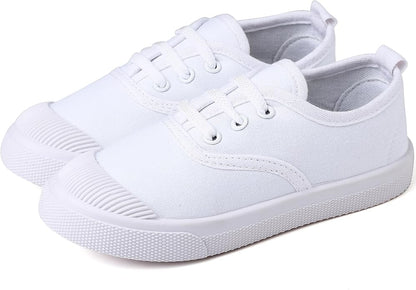 Size 6-6.5 Toddler Boy's Girl's Toddlers Canvas Sneakers Slip-On Lightweight Kids White Sneakers Casual Skin-Friendly Walking Running Shoes(Toddle/Little Kids/Big Kids)