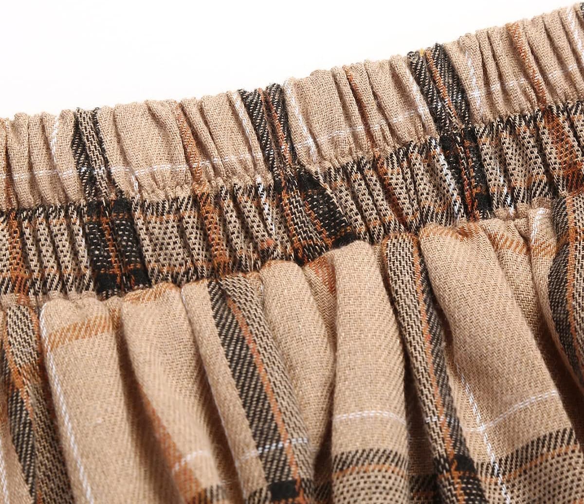 IDEALSANXUN Plaid Skirt for Womens High Waist Aline Pleated Midi Skirts