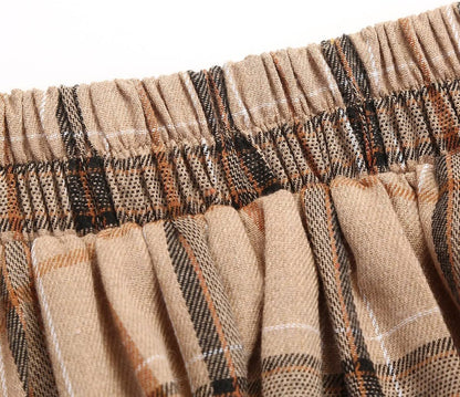 IDEALSANXUN Plaid Skirt for Womens High Waist Aline Pleated Midi Skirts