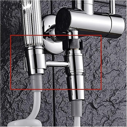 Shower Bathroom valve attachment Black/chrome brass with shower hose connector Mounting 360° swivelling 1pcs(Gun Grey)
