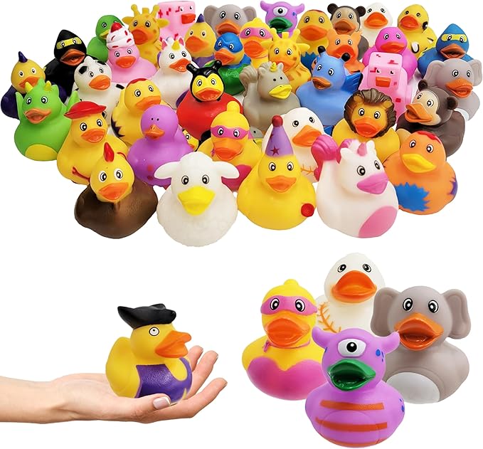 The Dreidel Company - Assortment of Rubber Ducks for Kids, Birthday Gifts, Baby Showers, Classroom Incentives, Summer Beach and Pool Activities, 2 Inch (10 Count).