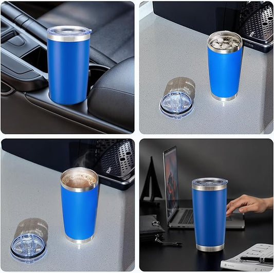 OMTech 20oz Tumblers Bulk, 6pc Stainless Steel Tumbler Set with Lid  Straw, Double Wall Vacuum Insulated Mug for Laser Engraver, Travel Coffee Mug for Hot  Cold Drinks, Navy Powder Coated Cup