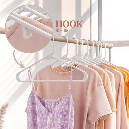 Clothes Hangers Plastic 20 Pack - White Plastic Hangers - Makes The Perfect Coat Hanger and General Space Saving Clothes Hangers for Closet - Percheros Ganchos para Colgar Ropa Hangars