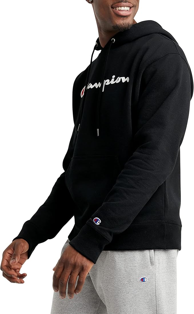 Champion Men's Fleece Script Logo Hoodie (Reg. Or Big & Tall)