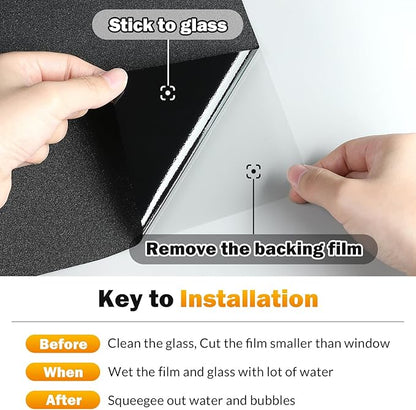 rabbitgoo Blackout Window Film, Sun Heat Blocking Privacy Cover for Glass, Removable Opaque Room Darkening Dark Black Out Window Covers Tint Shades for Home Day Sleep Light Blocker 23.6 x 78.7 Inches