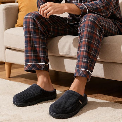shoeslocker Mens Slippers Moccasin House Shoes Soft Memory Foam Slip-on Indoor/Outdoor
