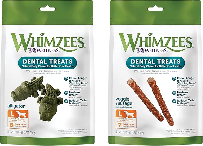 Whimzees Wellness Variety Pack Dog Dental Treats, Natural Chews, Small Size, (56 Count)