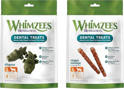 Whimzees Wellness Variety Pack Dog Dental Treats, Natural Chews, Small Size, (56 Count)