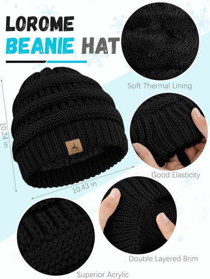 Winter Beanie Hat Scarf, Warm Fleece Knit Hats Touch Screen Gloves Neck Scarf Set Winter Gifts for Unisex Adult ( gloves not included)