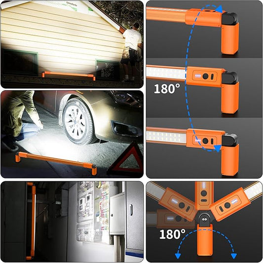 YiaMia LED Work Light, Rechargeable Under the Hood Work Light, Bell Light Bar with Magnetic and Hooks, Cordless Bright Work Lamp for Car Repair, Workshop