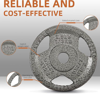 Fitvids Cast Iron 1-Inch Standard Weight Plate for Strength Training & Weightlifting, Multiple Weights Available