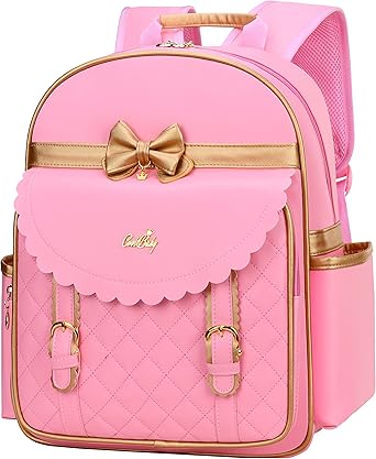 Gazigo Children Princess Waterproof PU Backpack for Girls Elementary School Girl Bookbags