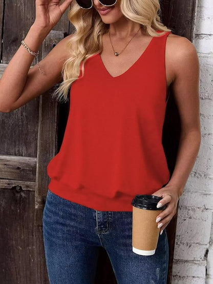 Womens Tank Tops Casual V Neck Sleeveless Summer Spring Clothes Loose Fit Cute Outfit Basic Cami 2025 Fashion Shirts