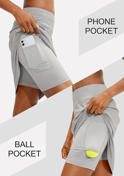 Viodia Women's 20" Knee Length Skorts Skirts UPF50+ Athletic Tennis Golf Skirt for Women Casual Summer Skirts.