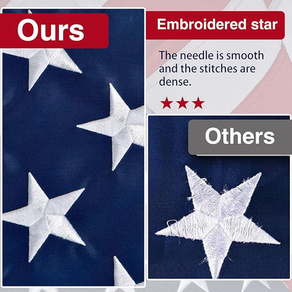 American Flags for Outside 3x5 FT- Heavy Duty US Flag USA Flag with Embroidered Stars, Sewn Stripes & Brass Grommets, Weather-Resistant, 4th of July Decorations