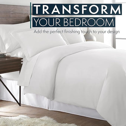 HC Collection Bed Skirt, Soft Microfiber Box Spring Cover, Bed Skirting Queen Size, 14" Inch Drop, Wrinkle  Fade Resistant - White