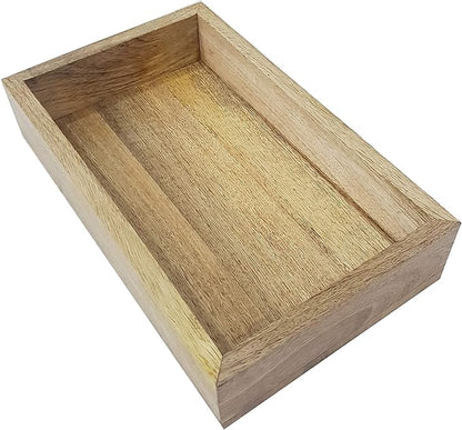 Wood Serving Tray Home Decorative Wooden Rectangle Antique Handmade Mango Wood Guest Towel Holder Vanity Tray Bathroom Accessory Trays Brown 10 x 6 inches