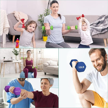 Pone First 10 lb Dumbbell Hand Weight (Single) – Neoprene Dumbbell Color Coded Hex Shaped Free Weights