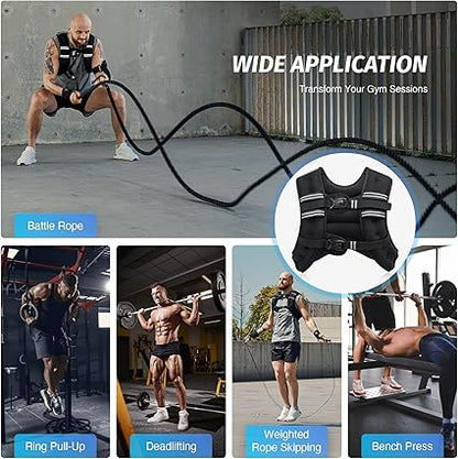 ZELUS Weighted Vest, 6lb8lb12lb16lb20lb25lb30lb Weight Vest with Reflective Stripe for Workout, Strength Training, Running, Fitness, Muscle Building, Weight Loss, Weightlifting