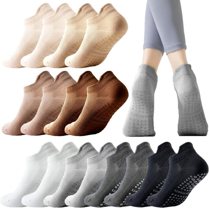 Tergy 8 Pairs Yoga Socks with Grip for Women Anti Skid Gripper No Slip Socks for Pilates, Barre, Dance,Yoga