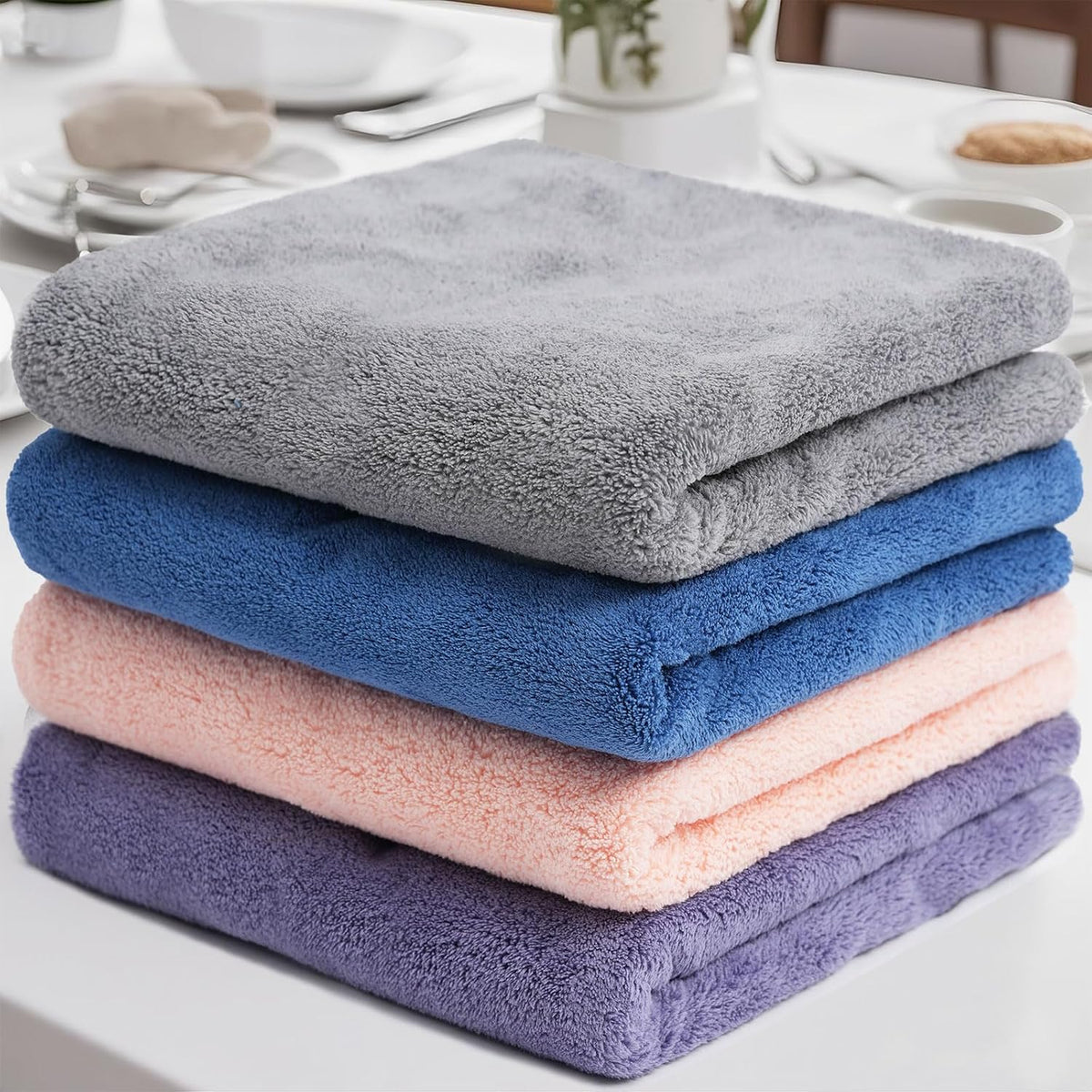3 Pack Adult Bibs, Microfiber Super Soft Eating Cloth for Adults, Disabled, Adjustable, Dining Clothing Protector