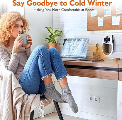 Ecowarm Plug in Heater, 500W Wall Outlet Electric Space Heater as Seen on TV, Small Portable Space Heater with Adjustable Thermostat & Timer & Led Display for Office Bathroom Bedroom Indoor Use