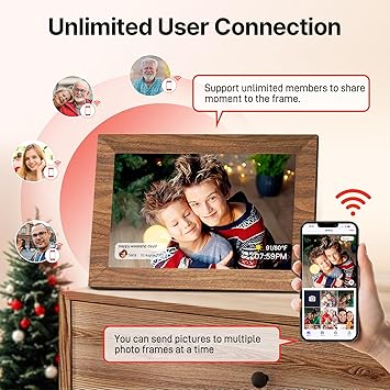 Uhale Digital Photo Frame 32GB Storage 10.1 Inch WiFi Electronic Picture Frame Desktop IPS Touch Screen HD Display SD Card Slot Auto-Rotate Slideshow Share Videos Photos Send Wishes Remotely