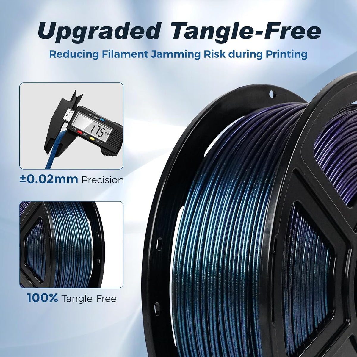 Rapid PLA Filament 1.75mm +/- 0.02mm Burnt Titanium, Max 500mm/s High Speed Printing, 3D Printer Filament 1kg(2.2lbs), Changing Colors with Light, Perfectly Hide The Layer Line