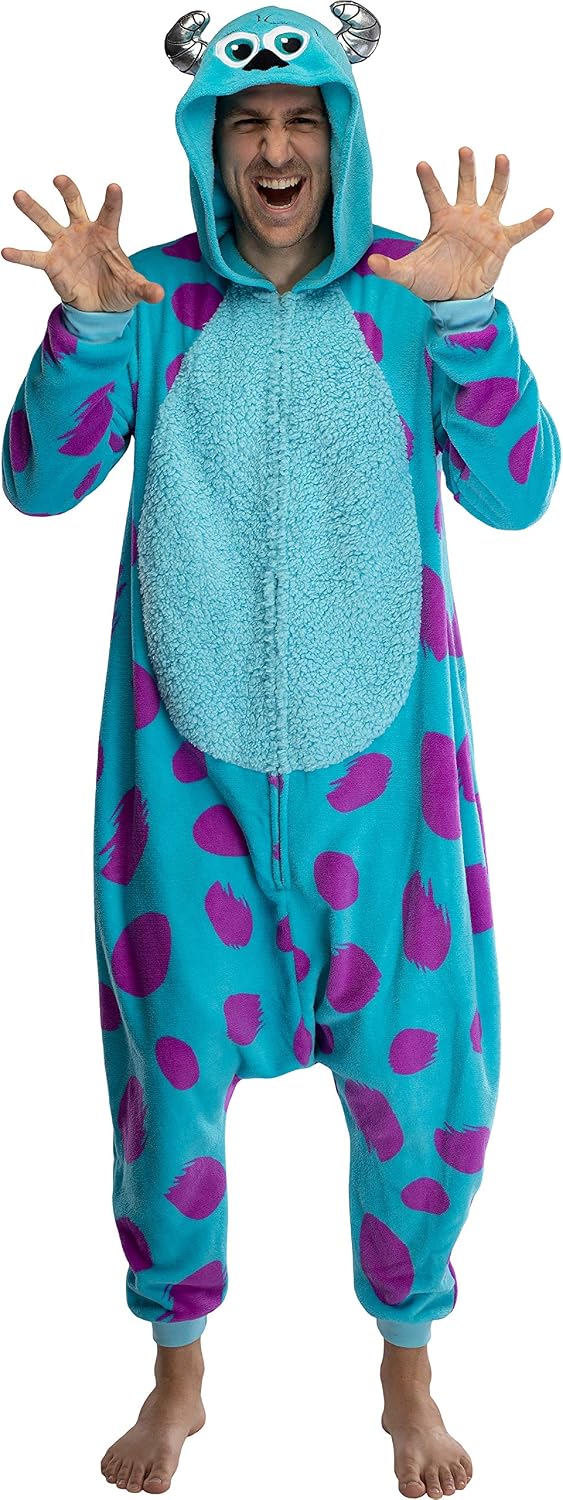 Disney Monsters Inc. Adult Sulley Kigurumi Sherpa Fleece Cosplay Costume One Piece Union Suit