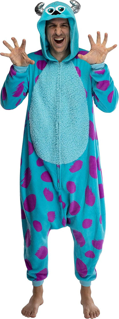 Disney Monsters Inc. Adult Sulley Kigurumi Sherpa Fleece Cosplay Costume One Piece Union Suit
