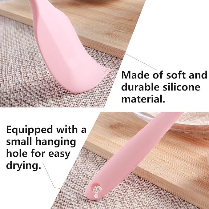 Pink Rubber Spatula for Kitchen Use, 10.8In Silicone Spatulas for Cooking Heat Resistant, Flexible Small kitchen Spatula for Kitchen Nonstick Cookware, Seamless  Dishwasher Safe