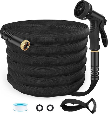 Flexible Garden Hose 25ft, Lightweight Water Hose with 10 Function Spray, Portable Water Pipe Leak-Proof Kink Free Non-Shrinking Drinking Water Safe Hose Durable for Car Wash Patio Yard House Camping