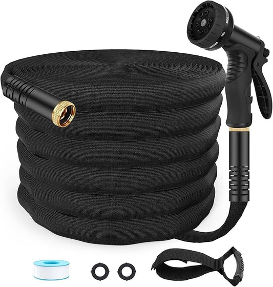 Flexible Garden Hose 25ft, Lightweight Water Hose with 10 Function Spray, Portable Water Pipe Leak-Proof Kink Free Non-Shrinking Drinking Water Safe Hose Durable for Car Wash Patio Yard House Camping