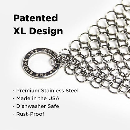 The Ringer - The Original Stainless Steel Cast Iron Cleaner, Patented XL 8x6 Inch Design