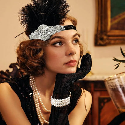 EIELO 1920s Great Gatsby Accessories Set for Women Headpiece Headband Flapper Roaring 20s Costume Accessories