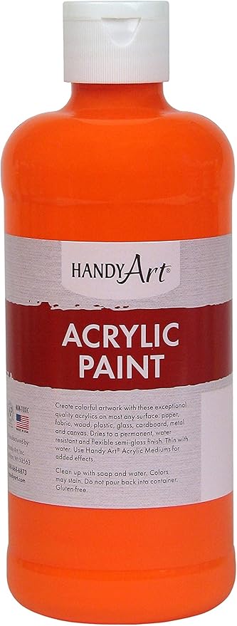 Handy Art 101-152 Student Acrylic Paint 16 ounce, Fluorescent Orange