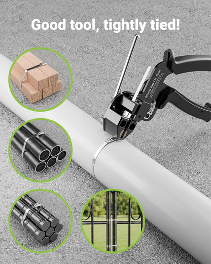 Metal Cable Tie Gun for Stainless Steel Zip Tie, Heavy Duty Metal Zip Tie Tool, for Outdoor Chain Link Fence, Chicken Coop, Exhaust Repair, Black