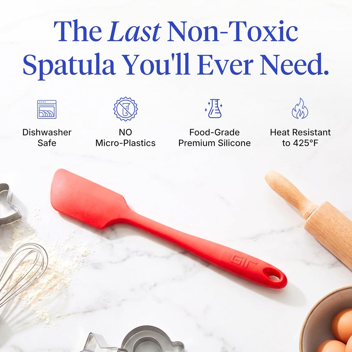 GIR: Get It Right Premium Seamless Spoonula - Non-Stick Heat Resistant Silicone Scraper Spatula - Perfect for Mixing, Serving, Scraping, Stirring, and More - Mini - 8 IN, Red