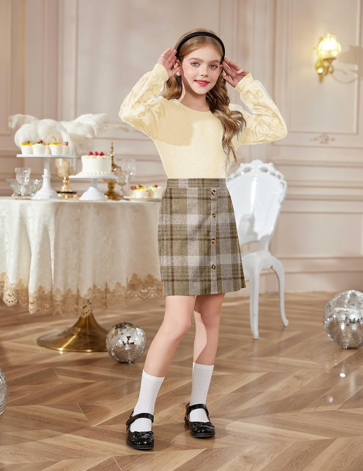 Arshiner Girl's Skirt Sets Casual Fall Outfits Corduroy Skirt and Long Sleeve Rib Knit Shirt Tops Trendy 2 Piece Clothes