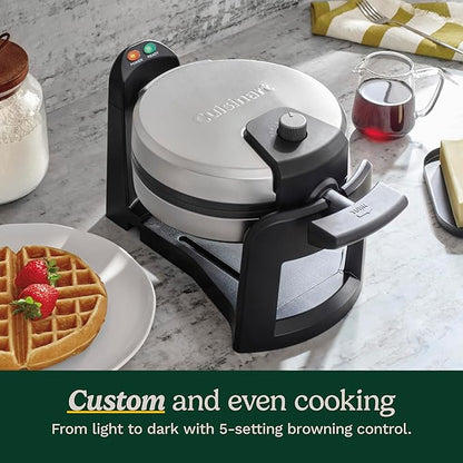 Cuisinart WAF-F30 Round Flip Belgian Waffle Maker, BlackSilver, 1 inch thick