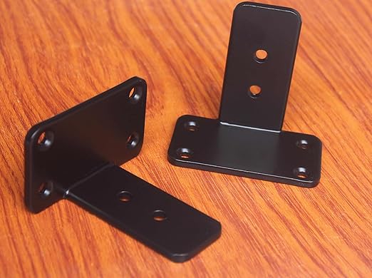 4 Pack - 3 inch Black Hidden L Shelf Bracket (1/5 Inch Thicked) Iron Shelf Brackets, Metal Shelf Bracket, Industrial Shelf Bracket, Modern Shelf Bracket, Metal L Brackets for Shelves Support