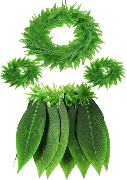 Skylety 1 Set Hawaiian Grass Leaf Skirt Tropical Hula Luau Party Decor For Adult Women Jungle Theme Costume Halloween Dress Outfits
