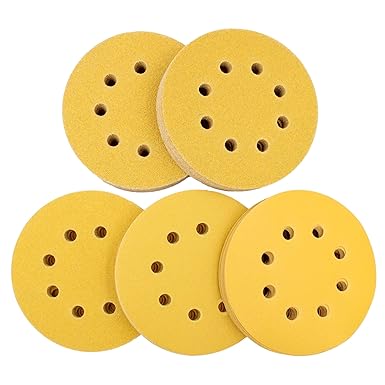 5-Inch 8-Hole Hook and Loop Sanding Discs – 100-Piece Assorted Grits (60/80/120/220/320) for Orbital Sanders and Woodworking