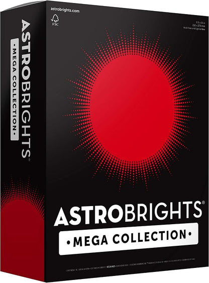 Astrobrights Mega Collection, Colored Cardstock, Ultra Red, 320 Sheets, 65 lb/176 GSM, 8.5" x 11" - More Sheets! (91682)