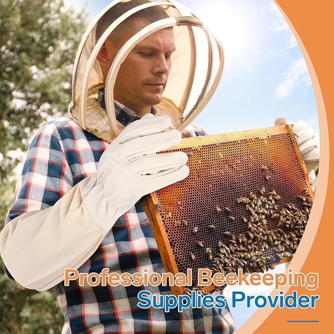 Beekeeping Gloves - Thickened Goatskin Bee Gloves for Men Women - Beekeeping Supplies