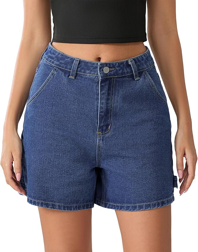 Womens Jean Shorts High Waist Straight Leg Baggy Denim Shorts Summer Casual Going Out Hot Short Pants