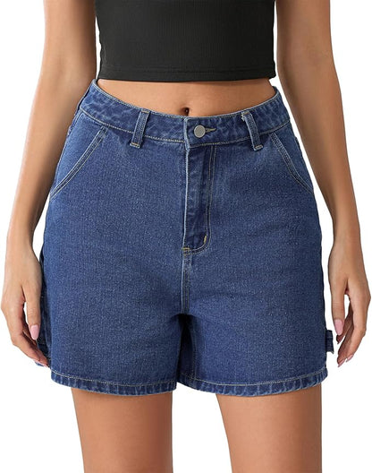 Womens Jean Shorts High Waist Straight Leg Baggy Denim Shorts Summer Casual Going Out Hot Short Pants