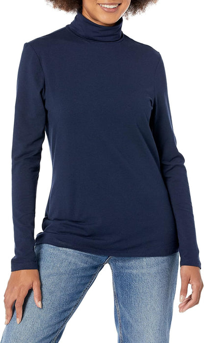 Essentials Women's Long-Sleeve Turtleneck Stretch Fleece (Available in Plus Size)
