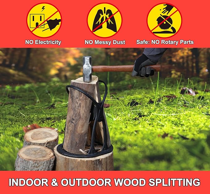 Wood Splitter Kindling er Manual Kindling Splitter Portable Log Splitter, Wedge Made from CAST Steel, No Axe, Black