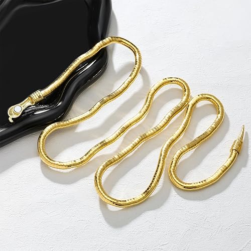 Bendable Snake Necklace Gold Snake Necklace for Women Adjustbale Snake Statement Necklace Halloween Jewelry